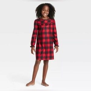 Wondershop Kids' Holiday Red Buffalo Plaid NightGown, Size 10